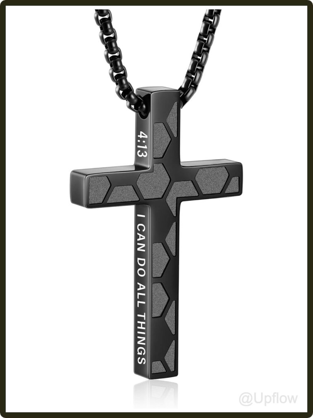 Boys Soccer Cross Necklace Stainless Steel Pendant Chain Bible Verse Christian